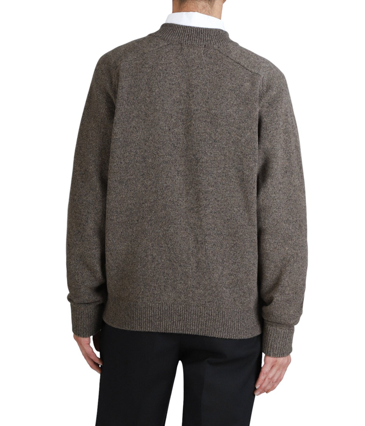 ZIP CREW NECK CARDIGAN -LAMS WOOL PLAIN KNITTED- | The CLASIK(ザ