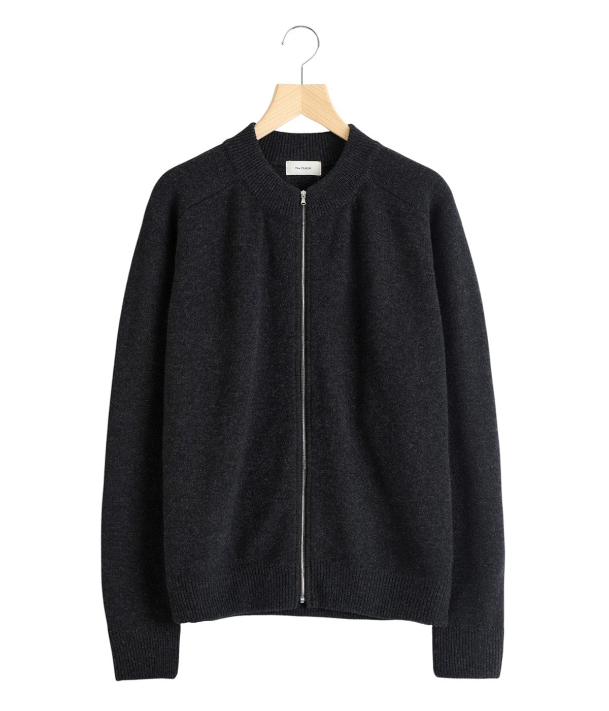 ZIP CREW NECK CARDIGAN -LAMS WOOL PLAIN KNITTED- | The