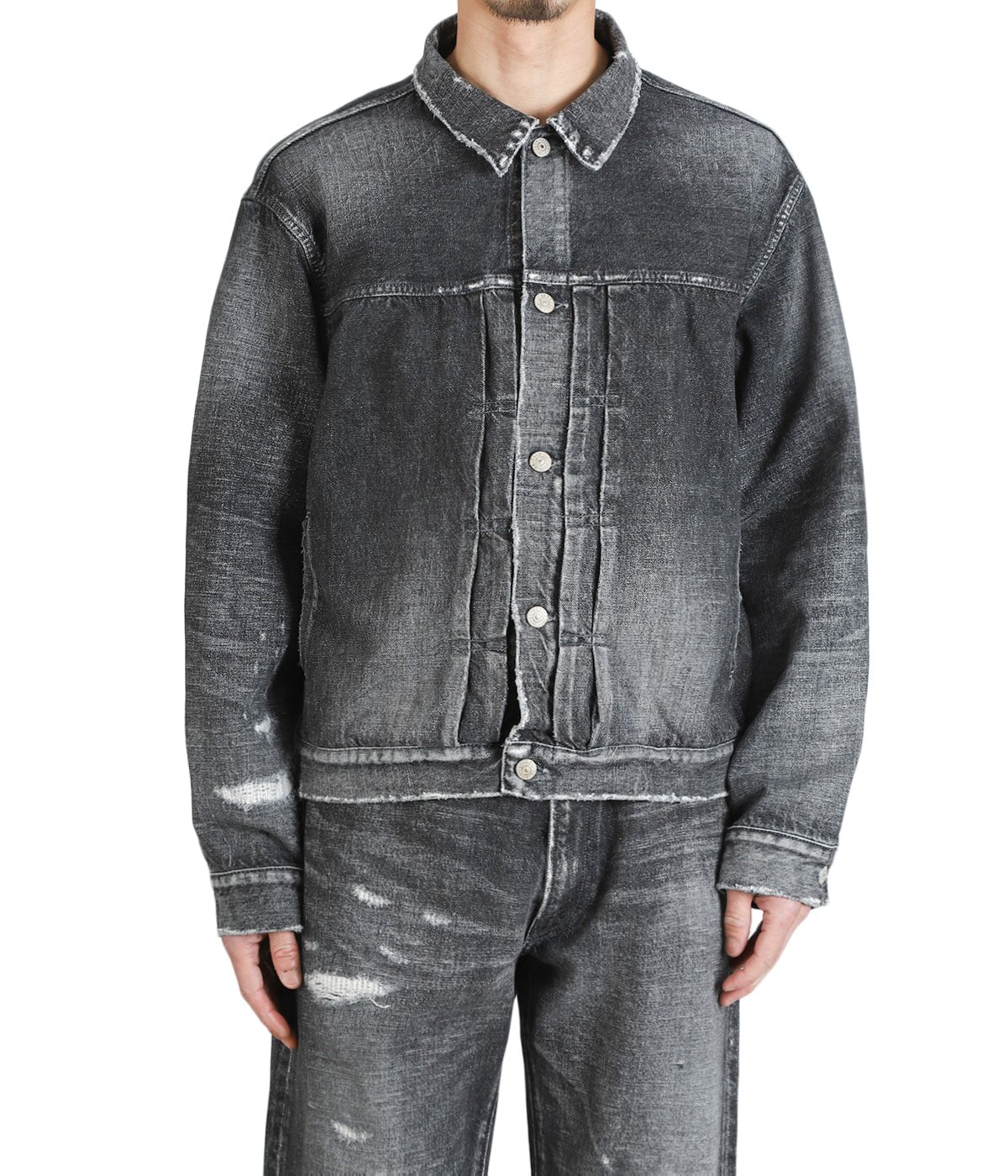 RECYCLED WASTE SUVIN COTTON YARN 14oz DENIM JACKET VINTAGE WASHED