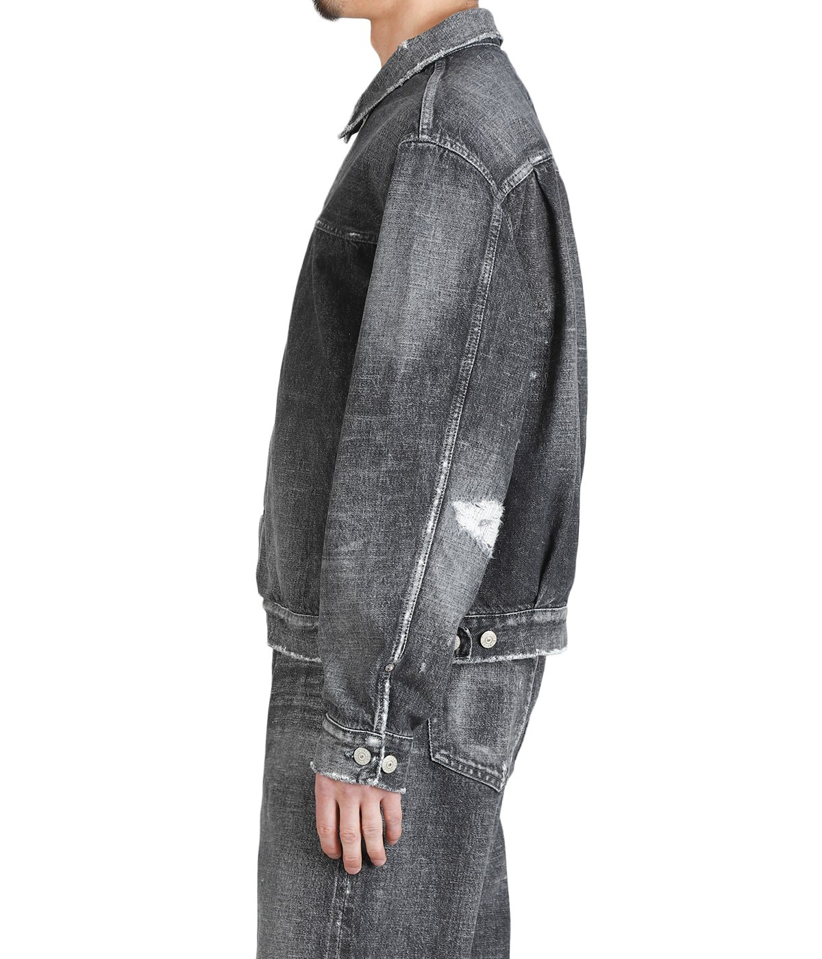 RECYCLED WASTE SUVIN COTTON YARN 14oz DENIM JACKET VINTAGE WASHED