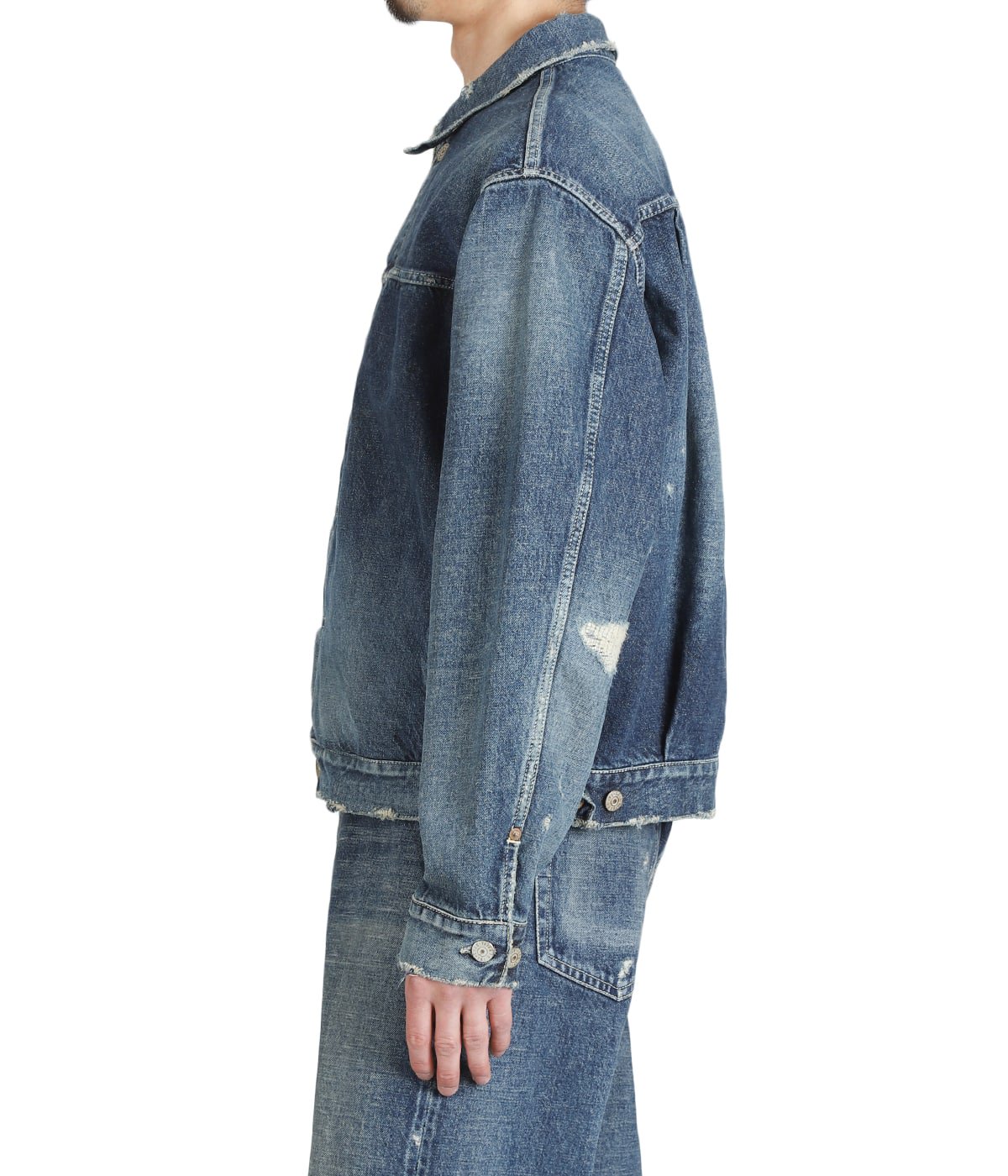 RECYCLED WASTE SUVIN COTTON YARN 14oz DENIM JACKET VINTAGE WASHED