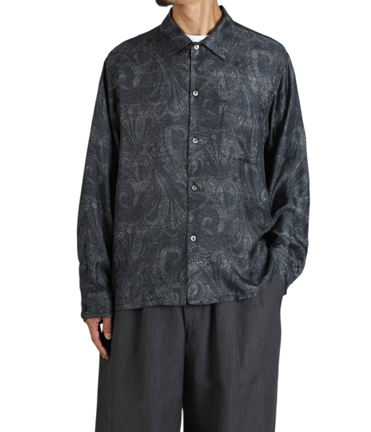 PAISLEY PATTERN SILK TWILL OPEN SHIRT | GOLD(ゴールド) / トップス