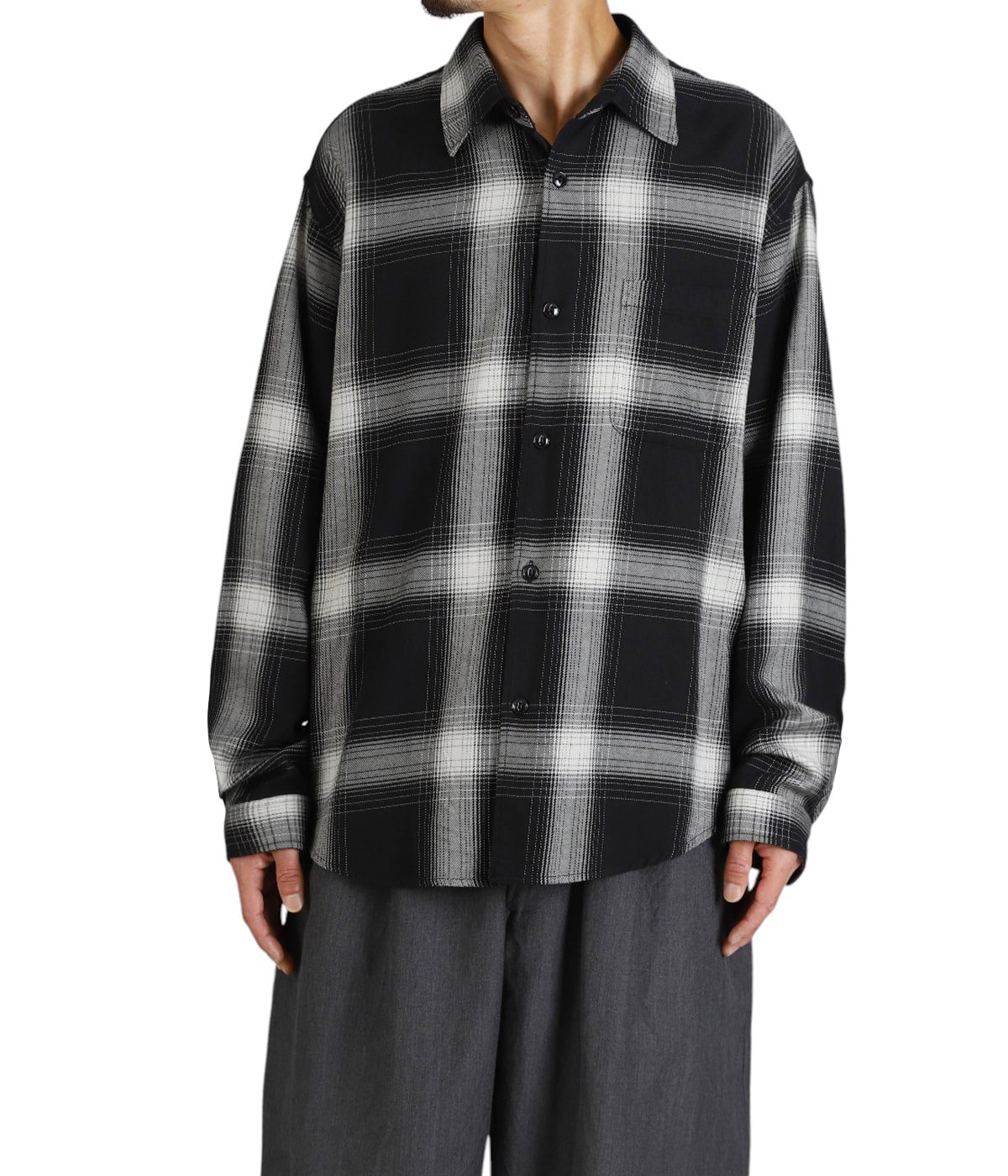 SUVIN COTTON NEL CHECK REGULAR COLLAR SHIRT | GOLD(ゴールド