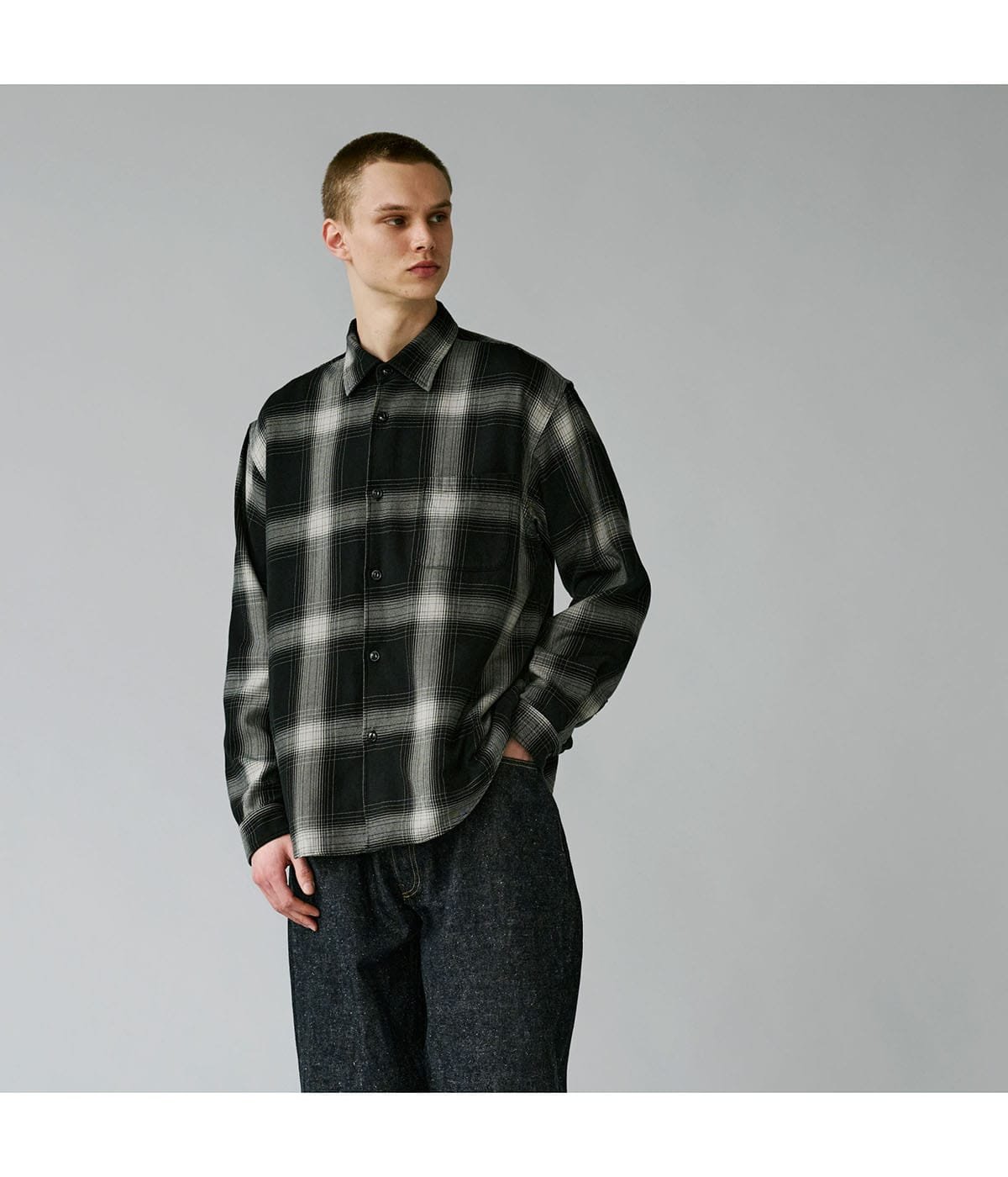 SUVIN COTTON NEL CHECK REGULAR COLLAR SHIRT | GOLD(ゴールド