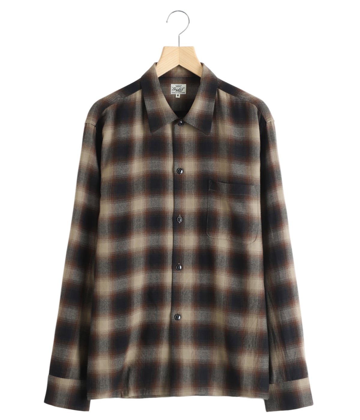 Super 120s WOOL CHECK OPEN SHIRT | GOLD(ゴールド) / トップス