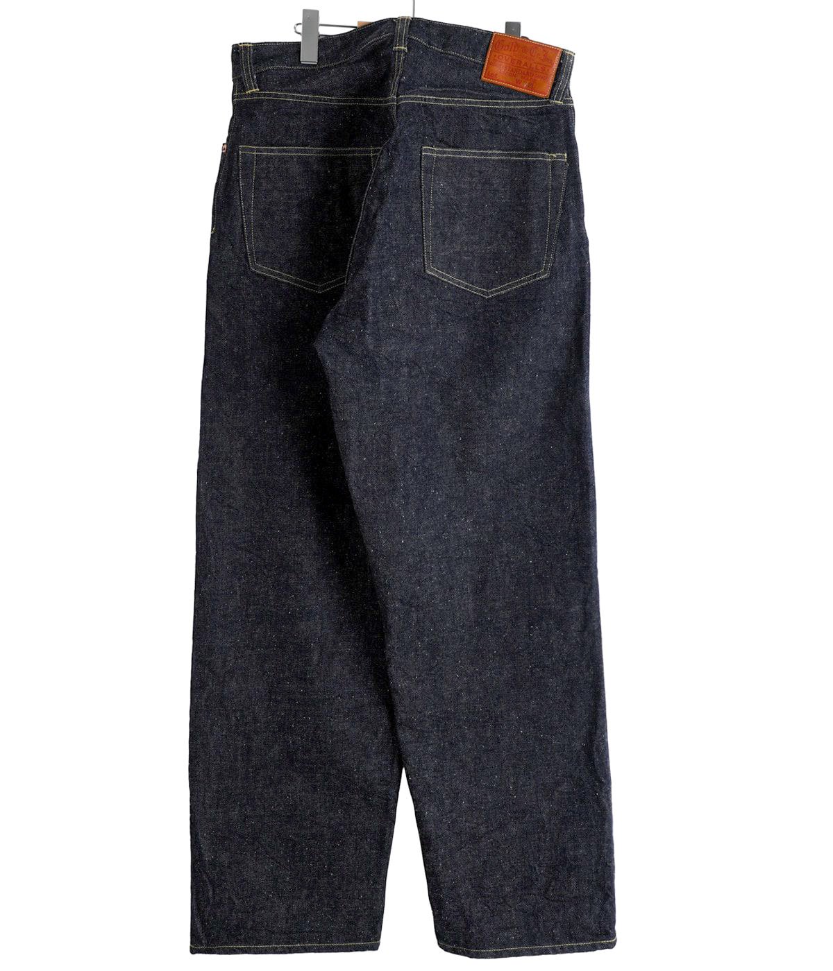 RECYCLED WASTE SUVIN COTTON YARN 14oz DENIM 5POCKET WIDE PANTS