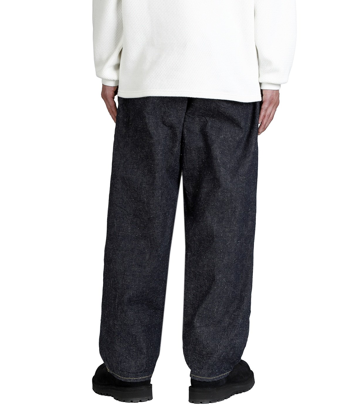 RECYCLED WASTE SUVIN COTTON YARN 14oz DENIM 5POCKET WIDE PANTS