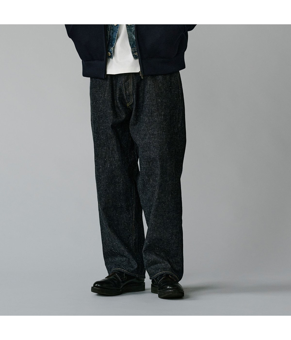 RECYCLED WASTE SUVIN COTTON YARN 14oz DENIM 5POCKET WIDE PANTS