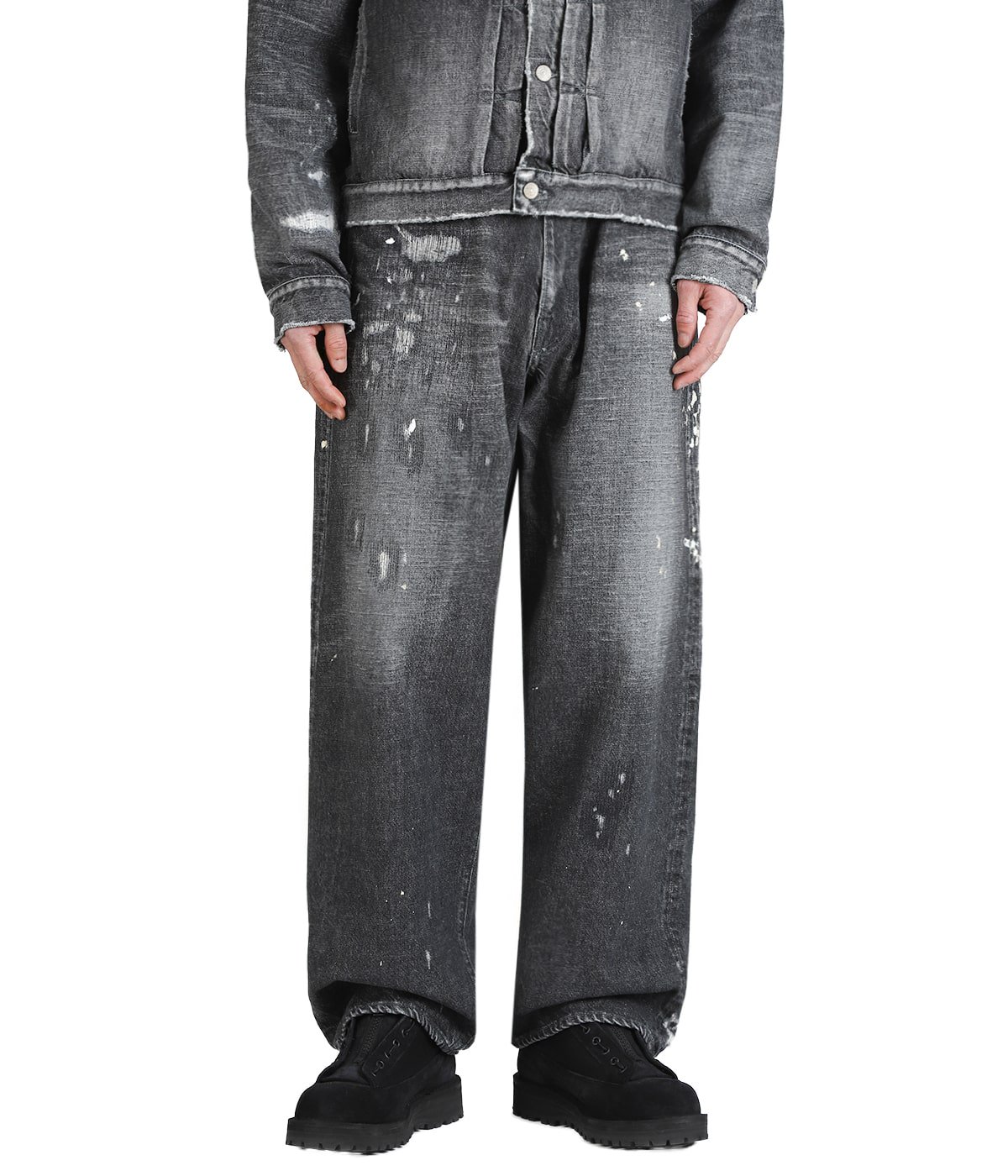 RECYCLED WASTE SUVIN COTTON YARN 14oz DENIM 5POCKET WIDE PANTS
