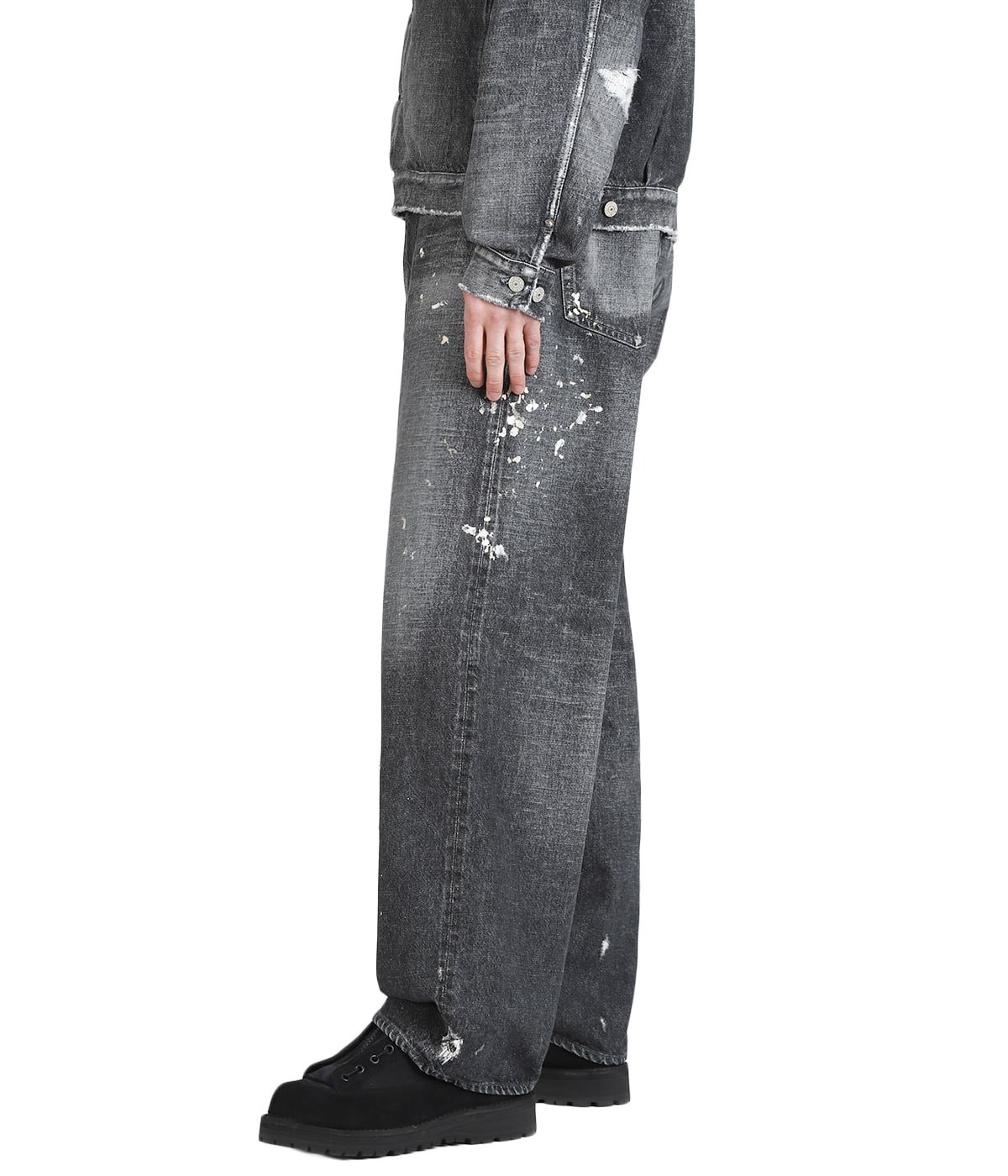 RECYCLED WASTE SUVIN COTTON YARN 14oz DENIM 5POCKET WIDE PANTS