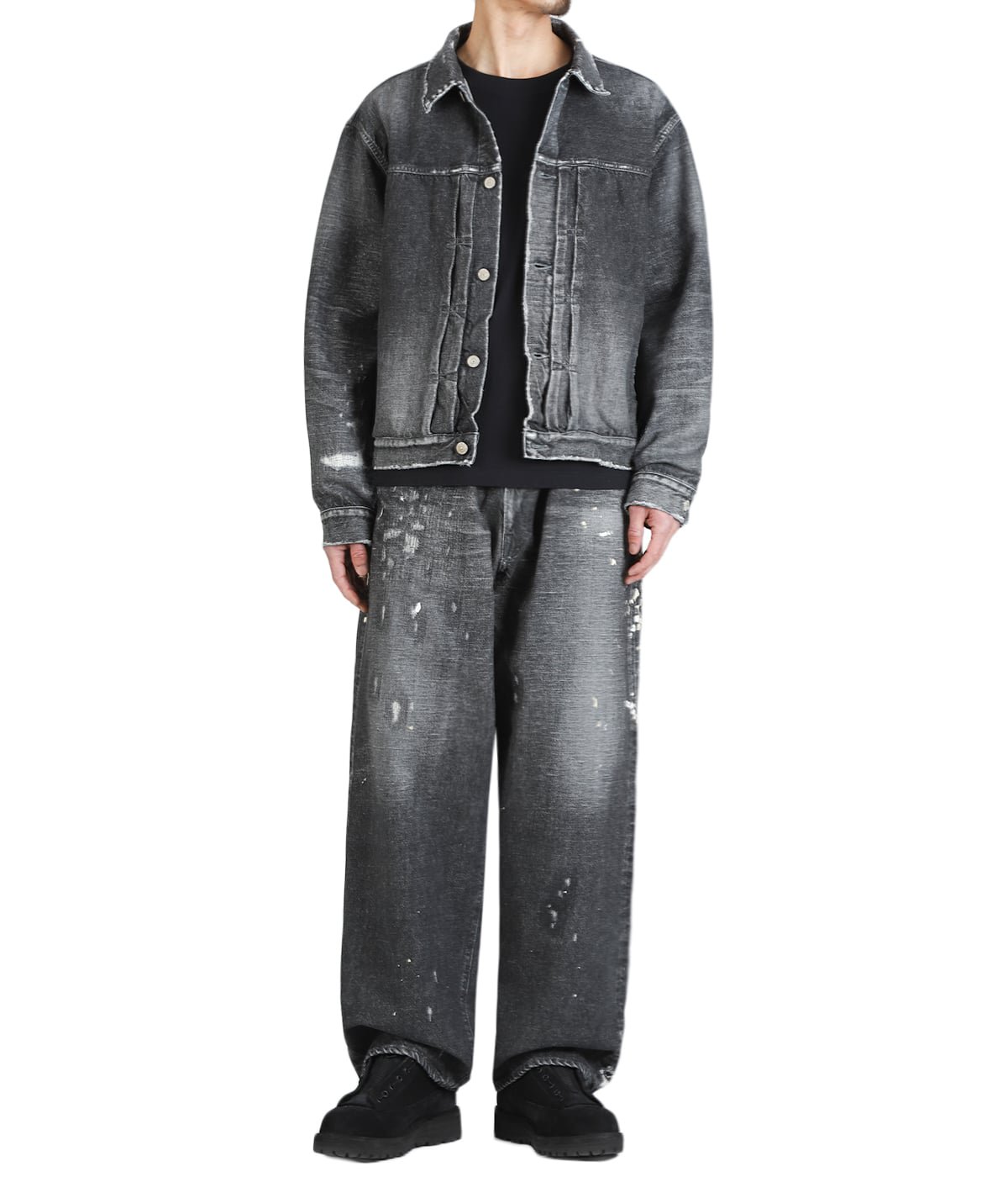 よっくん RECYCLED WASTE SUVIN COTTON YARN 14oz DENIM 5POCKET WIDE PANTS