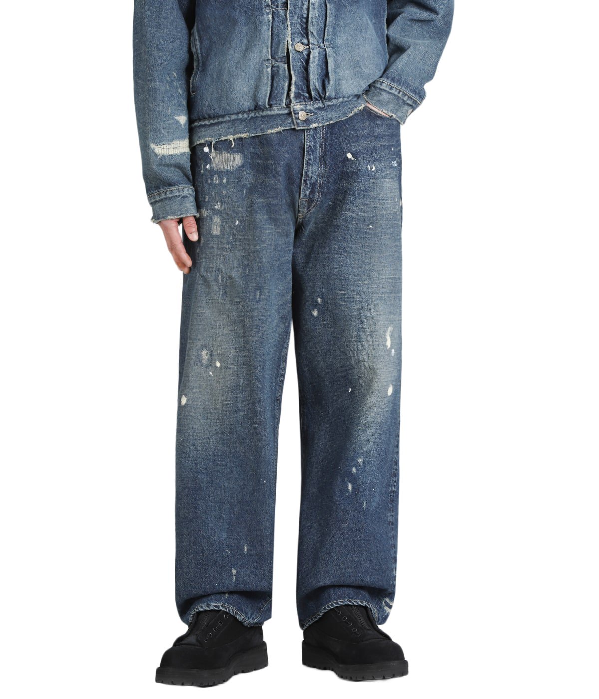 RECYCLED WASTE SUVIN COTTON YARN 14oz DENIM 5POCKET WIDE PANTS