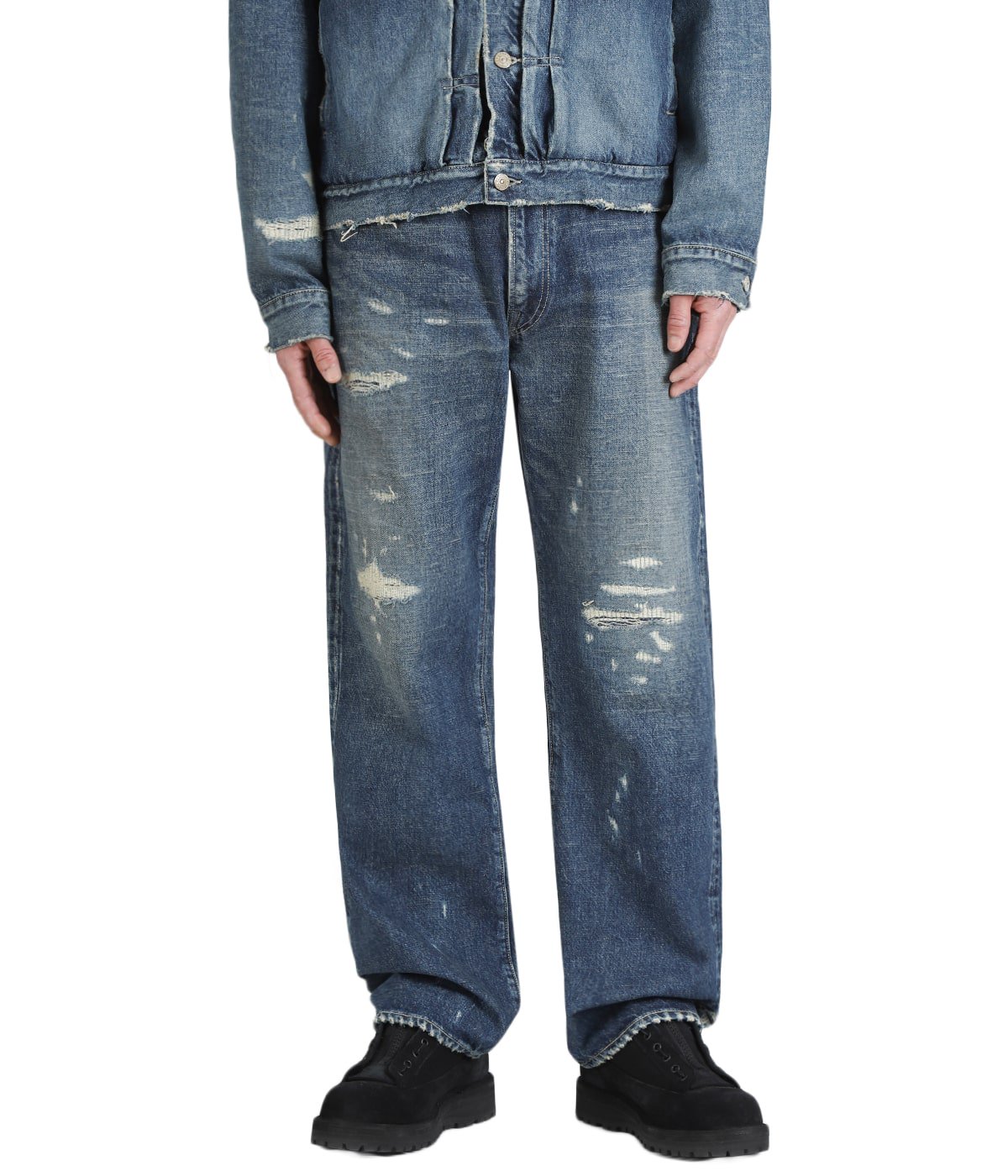 RECYCLED WASTE SUVIN COTTON YARN 14oz DENIM 5POCKET STRAIGHT PANTS