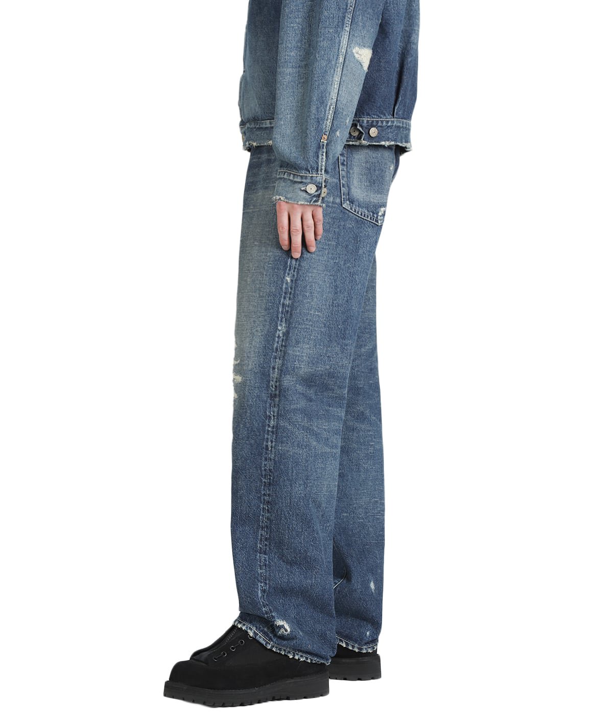 RECYCLED WASTE SUVIN COTTON YARN 14oz DENIM 5POCKET STRAIGHT PANTS
