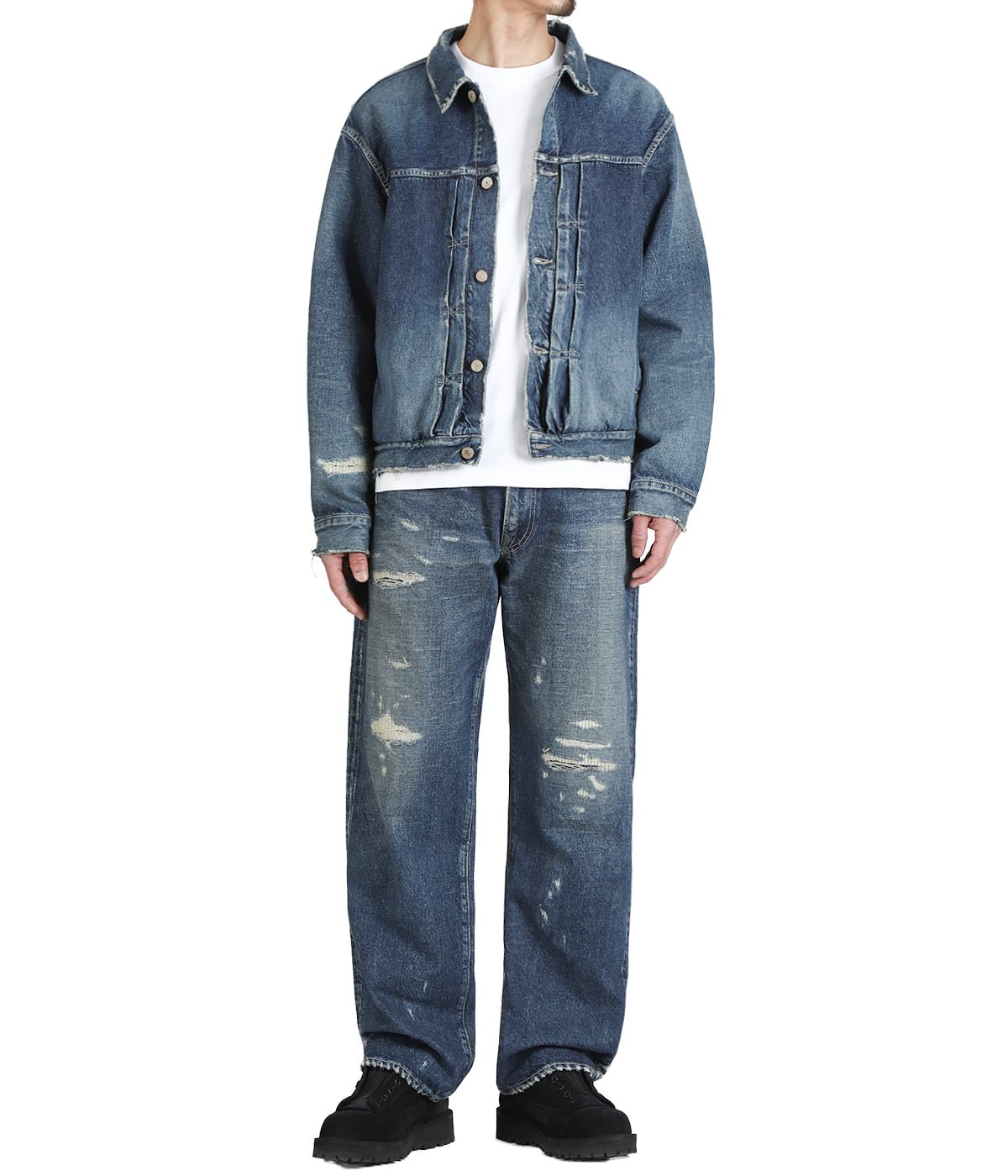 RECYCLED WASTE SUVIN COTTON YARN 14oz DENIM 5POCKET STRAIGHT PANTS