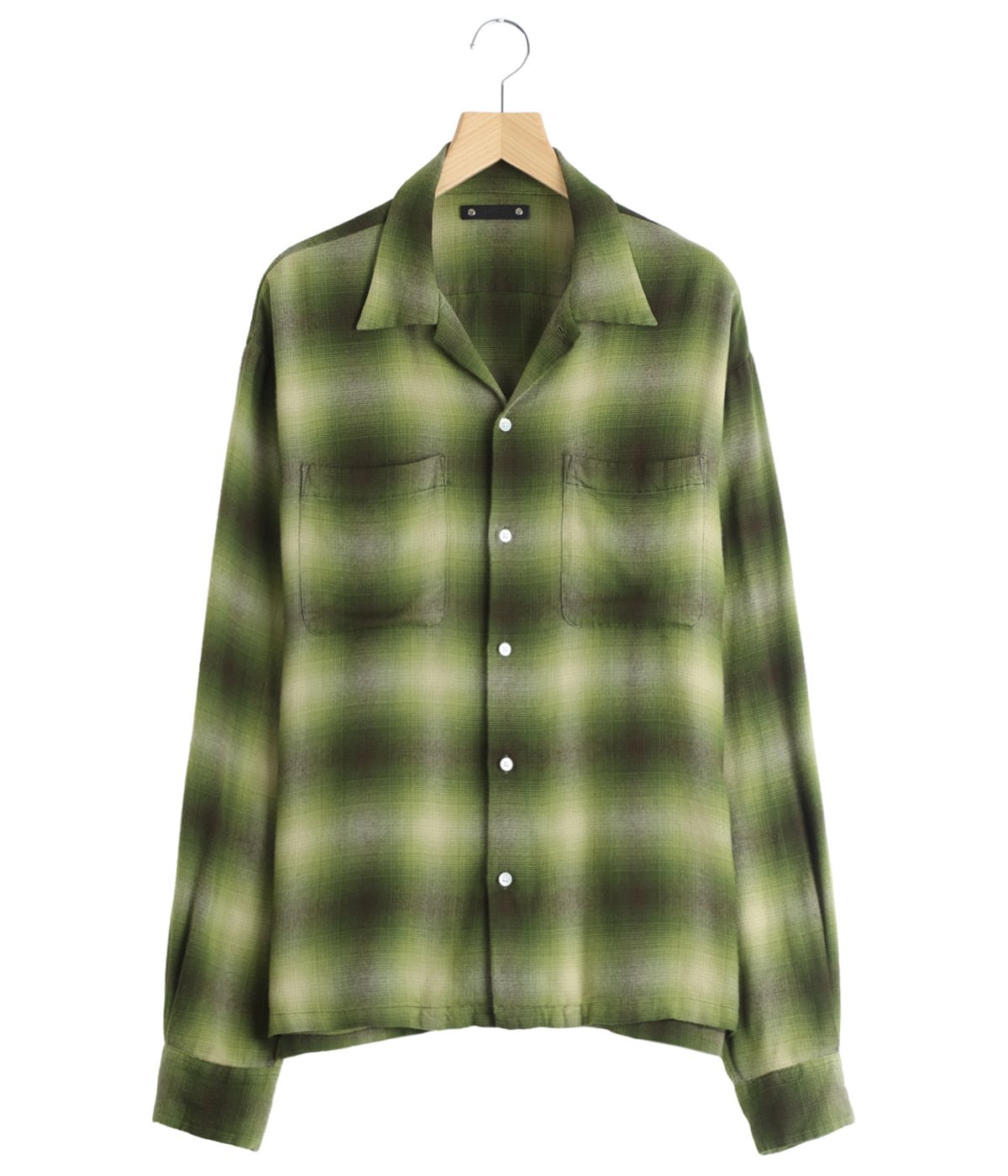 R.Flannel Ombre Open Collar SH | MINEDENIM(マインデニム