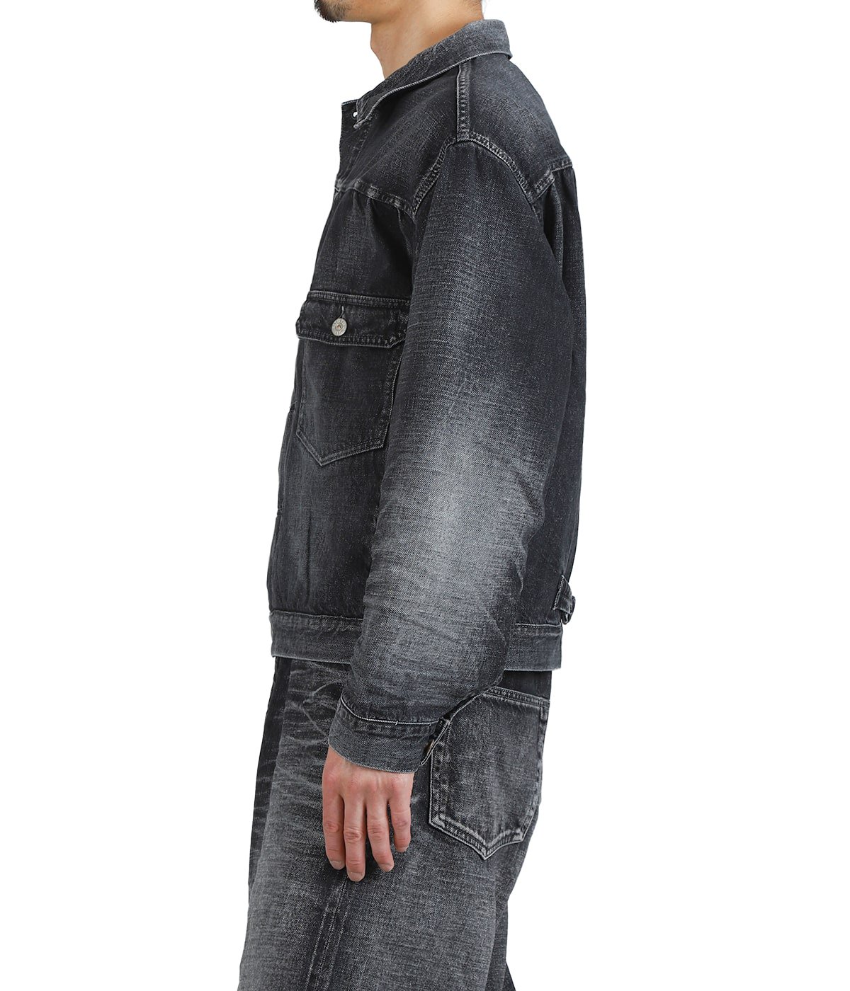 降谷・KJ着　SUNNY C SIDER vintage washed デニム RECYCLED SUVIN COTTON YARN 11.5oz DENIM BLOUSE VINTAGE WASHED