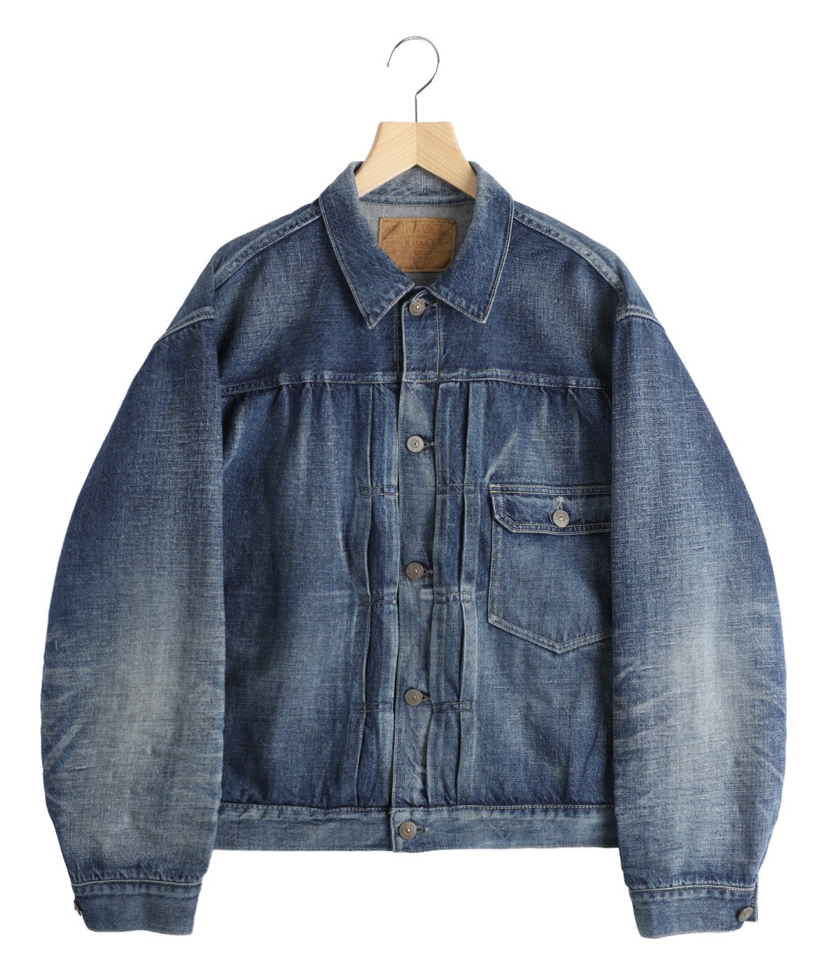 RECYCLED SUVIN COTTON YARN 11.5oz DENIM BLOUSE VINTAGE WASHED 