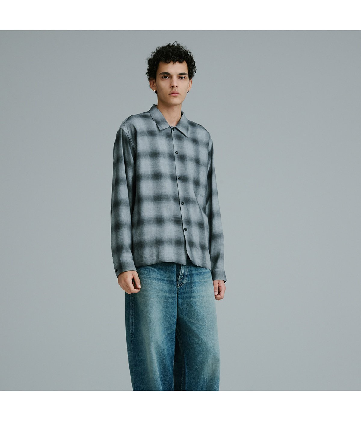 COTTON / SILK NEL CHECK OPEN SHIRT | GOLD(ゴールド) / トップス
