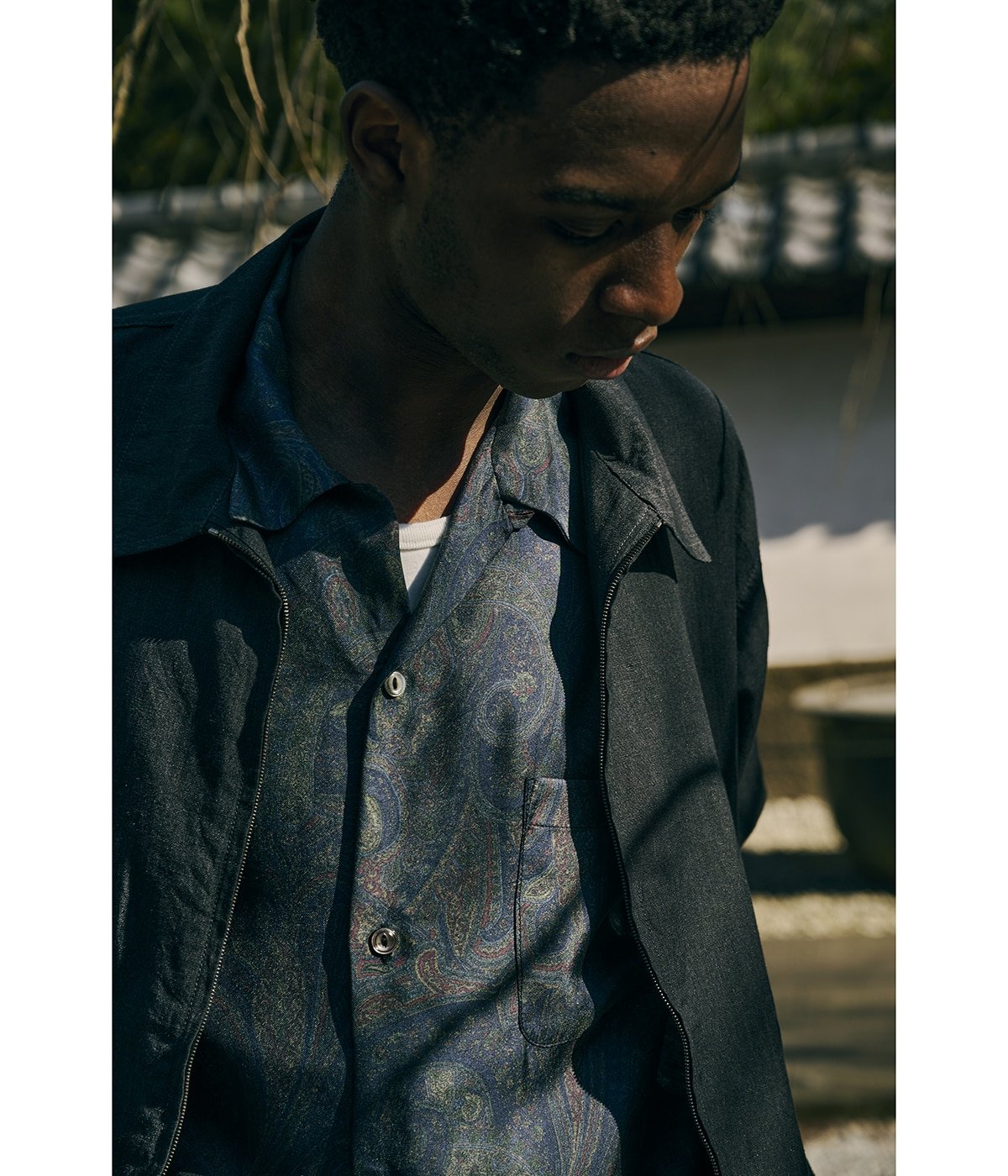 PAISLEY PATTERN SILK TWILL S/S OPEN SHIRT | GOLD(ゴールド