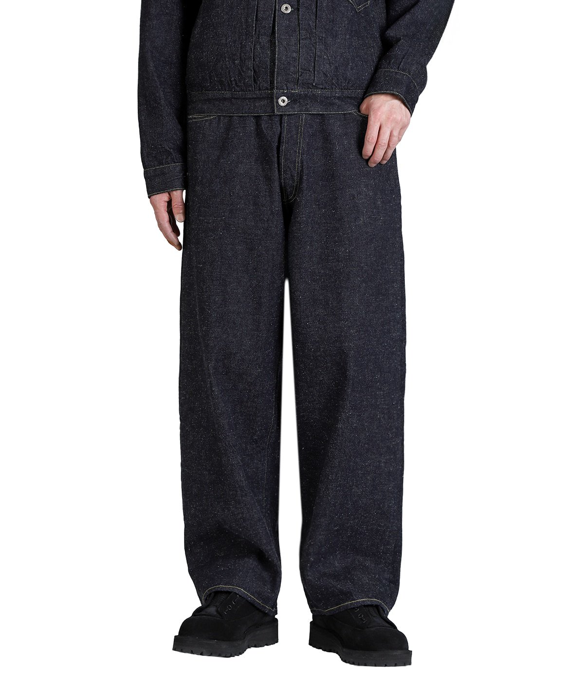 RECYCLED SUVIN COTTON YARAN 11.5oz DENIM 5POCKET WIDE PANTS WWⅡ 