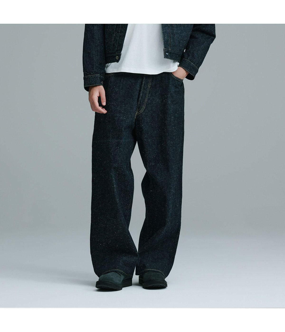 RECYCLED SUVIN COTTON YARAN 11.5oz DENIM 5POCKET WIDE PANTS WWⅡ