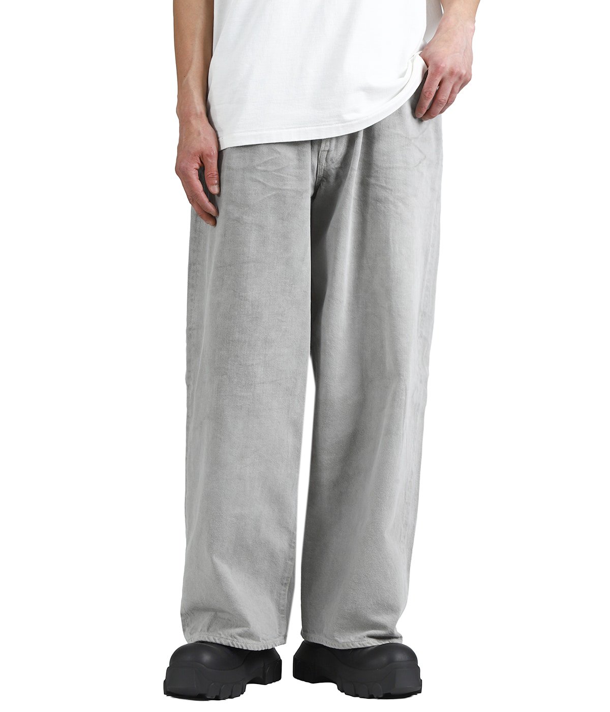 RECYCLED SUVIN COTTON YARN 11.5oz DENIM 5POCKET WIDE PANTS VINTAGE