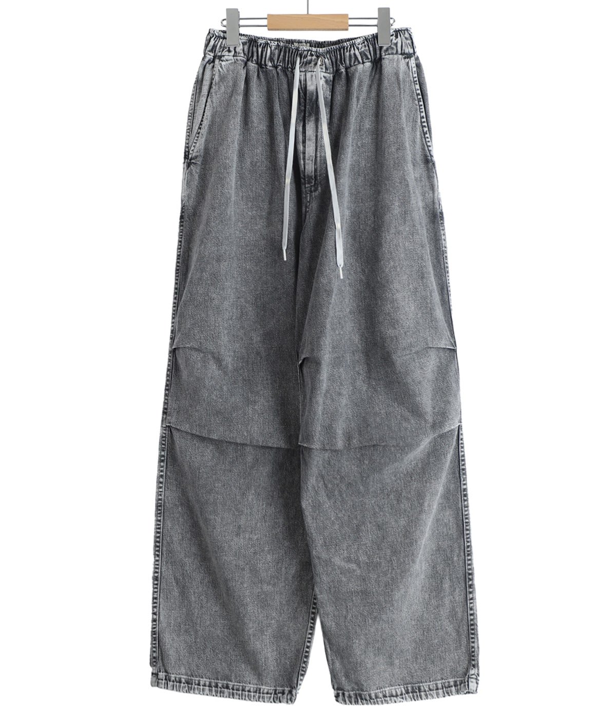 RECYCLED SUVIN COTTON YARN 10oz JELT DENIM KNEE TUCK EASY PANTS