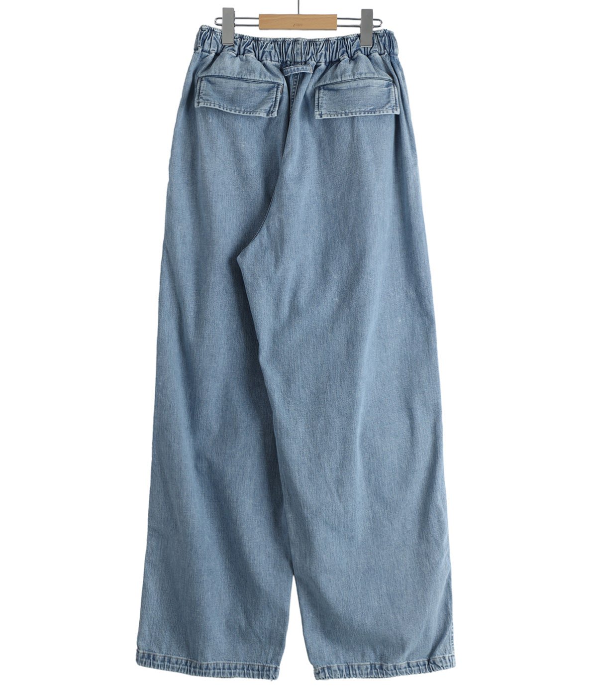 RECYCLED SUVIN COTTON YARN 10oz JELT DENIM KNEE TUCK EASY PANTS