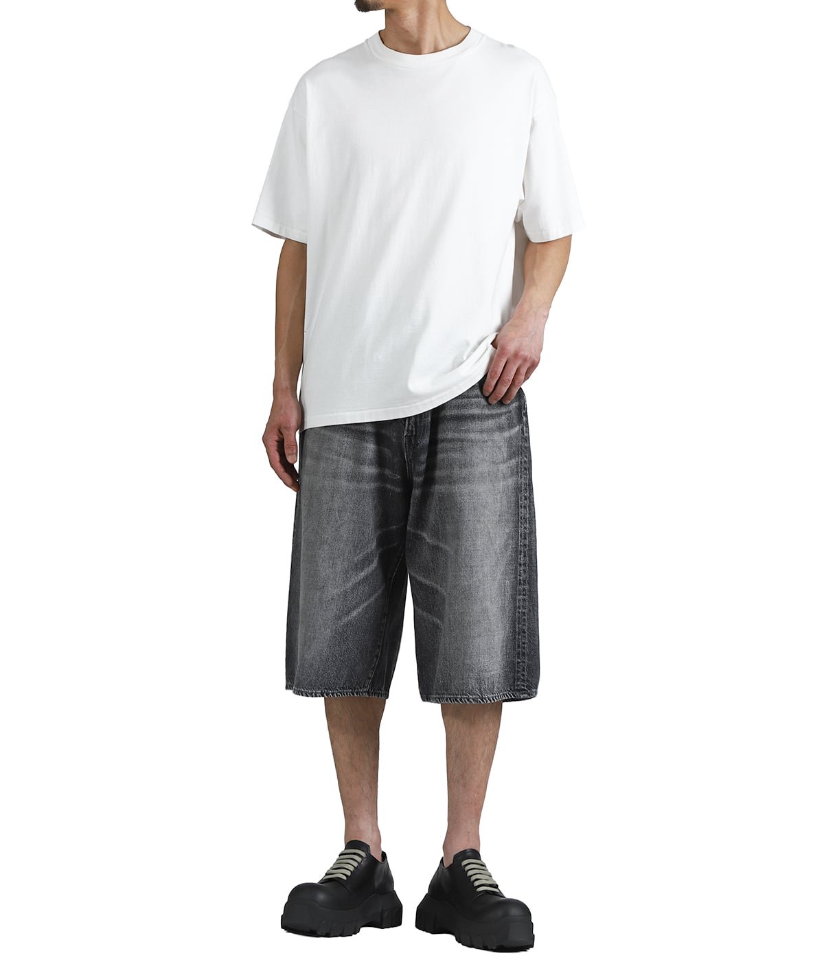 RECYCLED SUVIN COTTON YARN 11.5oz DENIM 5POCKET WIDE SHORTS