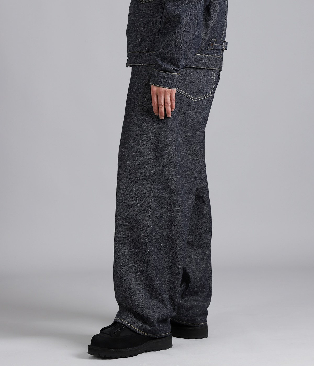 RECYCLED WASTE SUVIN COTTON YARN 14oz DENIM 5POCKET WIDE PANTS