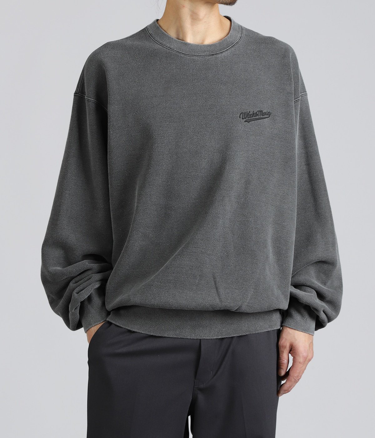 WASHED MIDDLE WEIGHT CREW NECK SWEAT SHIRT ( TYPE-1 ) | WACKO