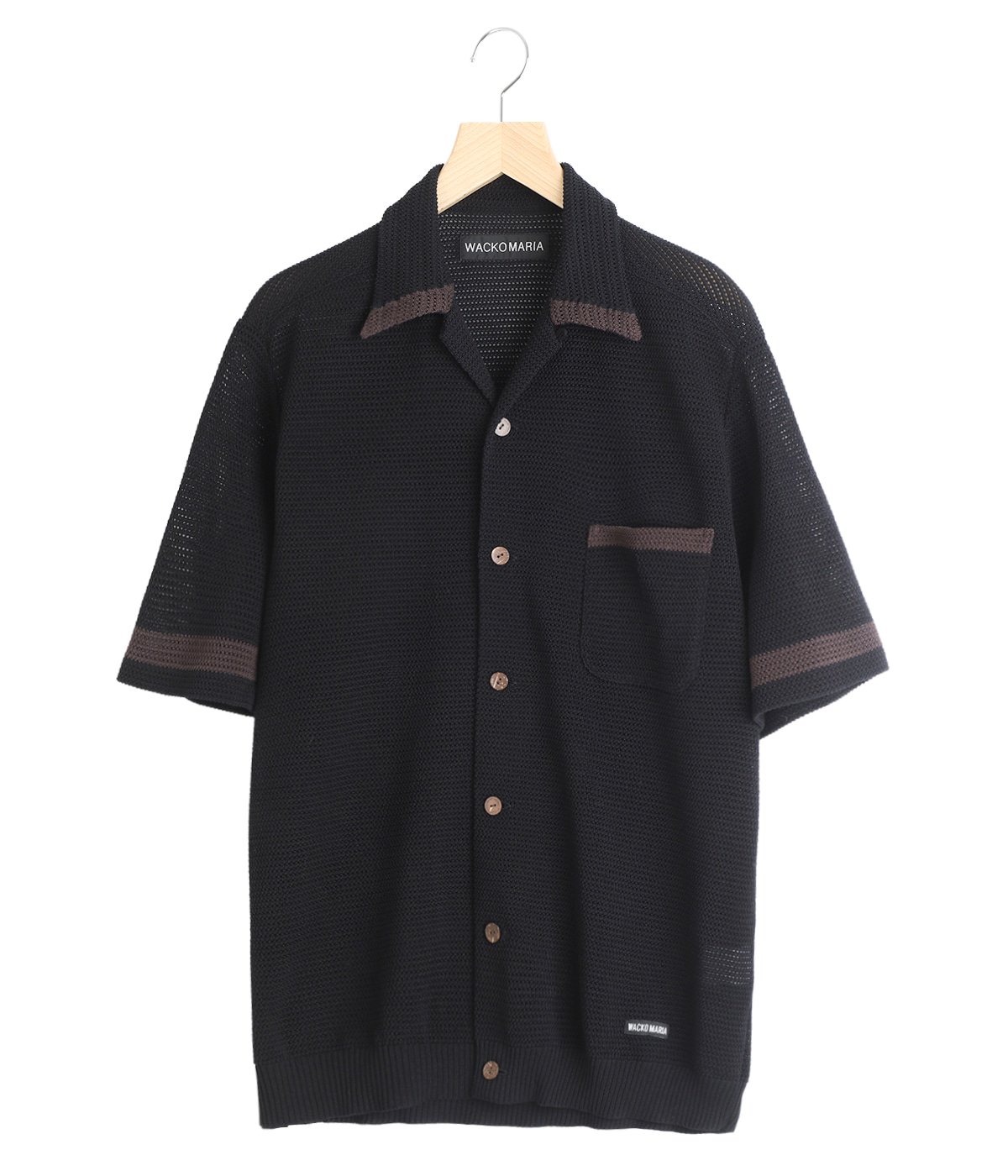 ワコマリア　サマーニット　size S 最終値下げ WACKO MARIA/STRIPED JACQUARD SUMMER KNIT POLO SHIRT（BLACK