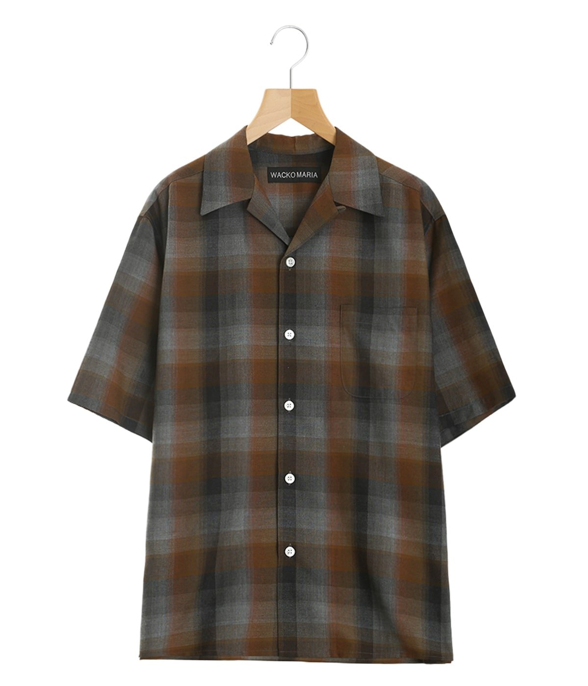 OMBRE CHECK OPEN COLLAR SHIRT S/S ( TYPE-1 ) | WACKO MARIA