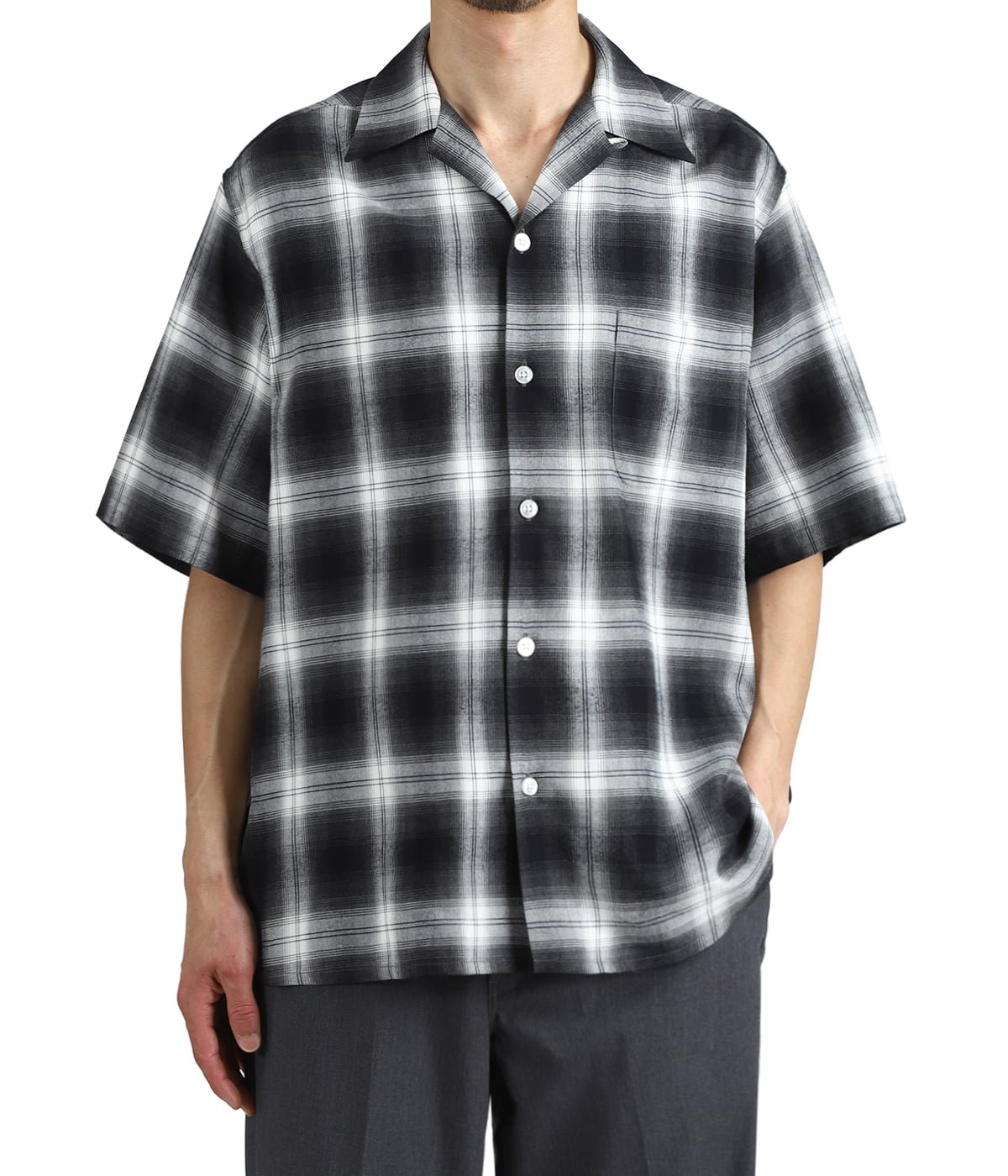 OMBRE CHECK OPEN COLLAR SHIRT S/S ( TYPE-2 ) | WACKO MARIA