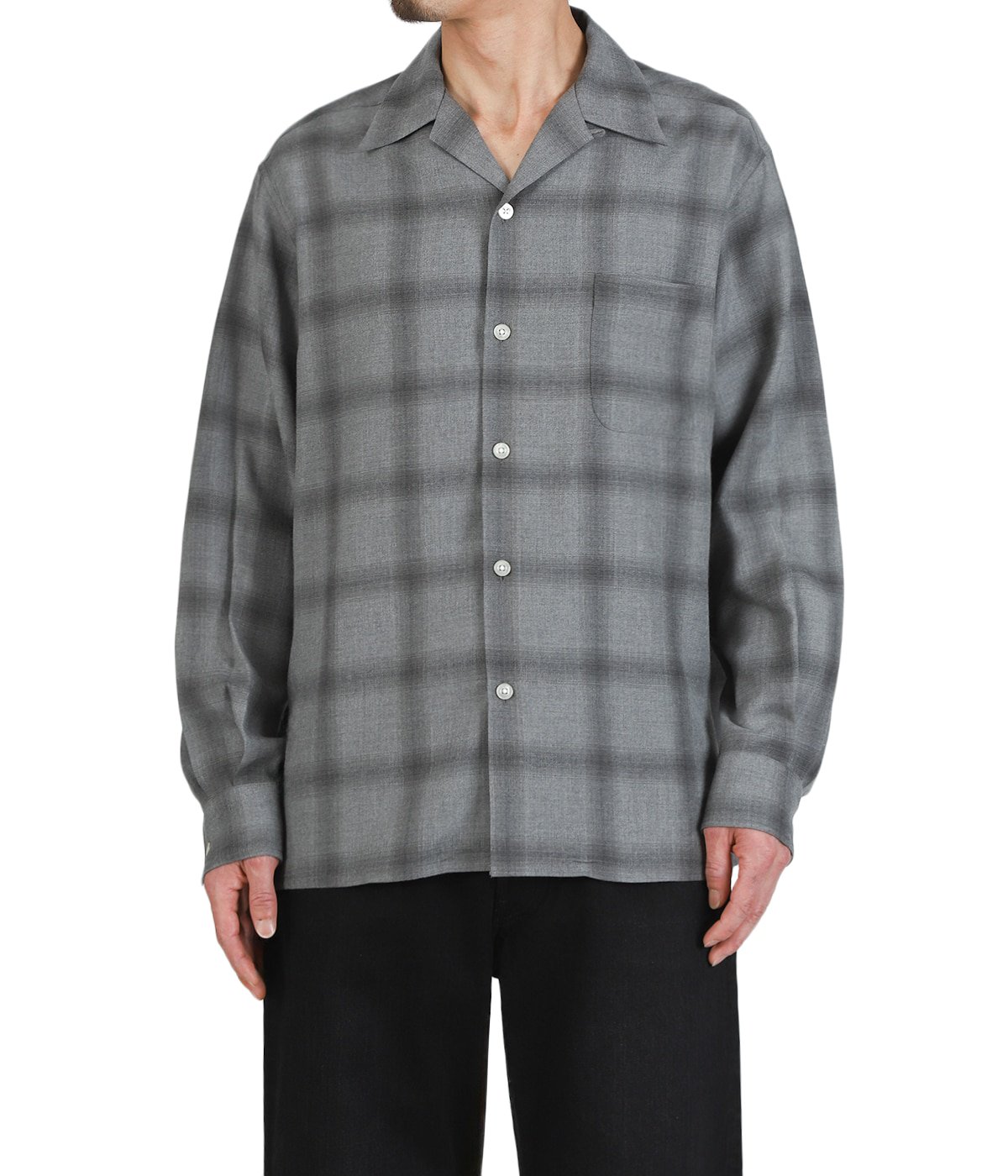 OMBRE CHECK OPEN COLLAR SHIRT L/S | WACKO MARIA(ワコマリア OMBRE CHECK OPEN COLLAR SHIRT L/S | WACKO MARIA(ワコマリア