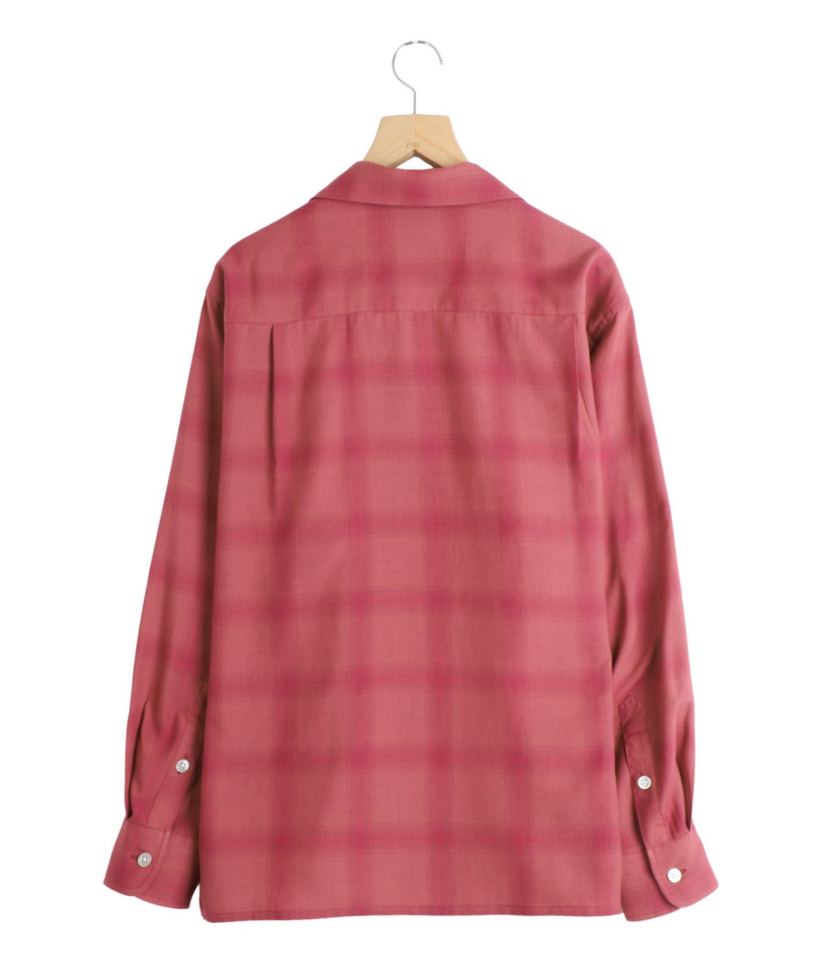 トップス cantate ombre check shirts OLD ROSE 46 OMBRE CHECK OPEN COLLAR SHIRT L/S | WACKO MARIA(ワコマリア
