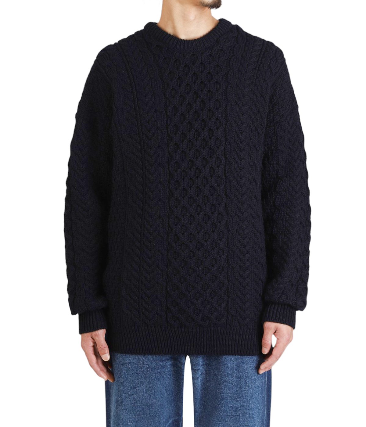 Crew Neck Traditional Aran Sweater | INVERALLAN(インバーアラン 