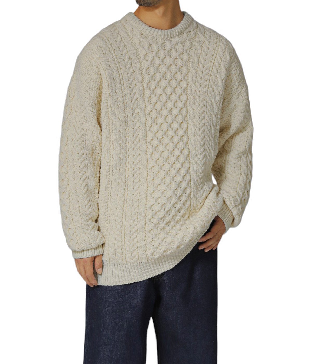 Crew Neck Traditional Aran Sweater | INVERALLAN(インバー Crew Neck Traditional Aran Sweater | INVERALLAN(インバー