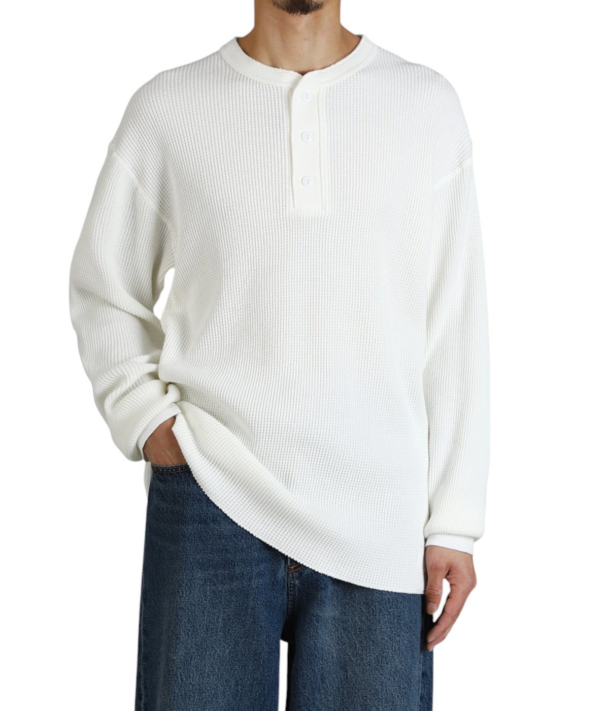 THERMAL KING WAFFLE HENLEY NECK L/S | Healthknit(ヘルスニット