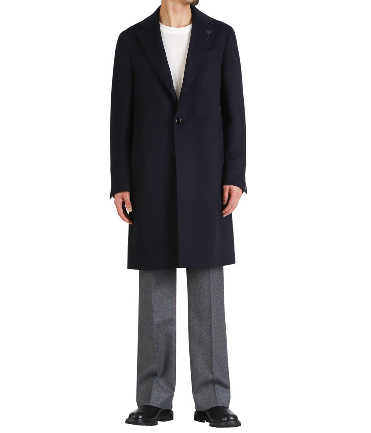 ✨最高級✨ LARDINI ロングコート　ネイビー　Lサイズ　相当 LARDINI ラルディーニ チェスターコート NAVY | ITAL STYLE WEAR