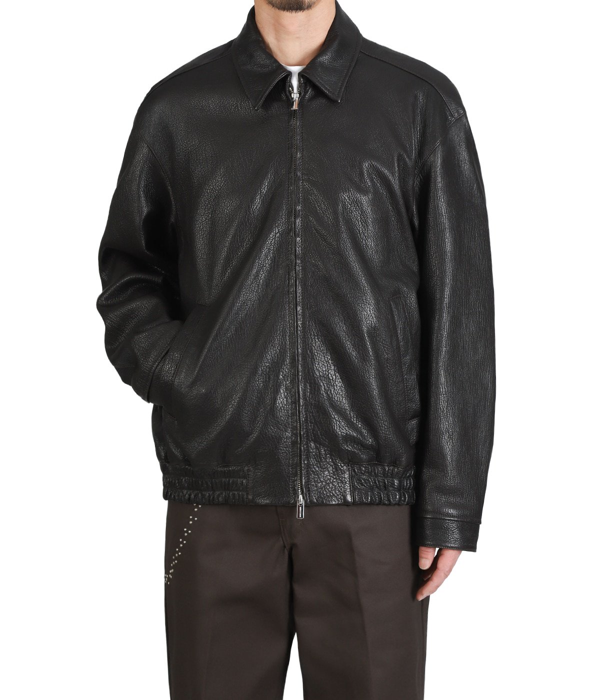 黒 レザージャケット ジップアップ YOKE - 【残りわずか】Leather Zip Blouson | ACRMTSM ONLINE STORE