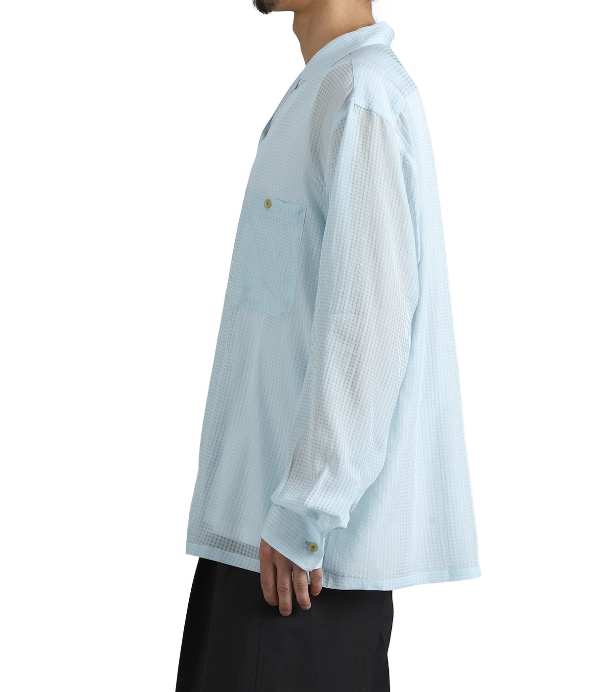 SHEER OPEN COLLAR SHIRTS L/S | SEVEN BY SEVEN(セブンバイセブン