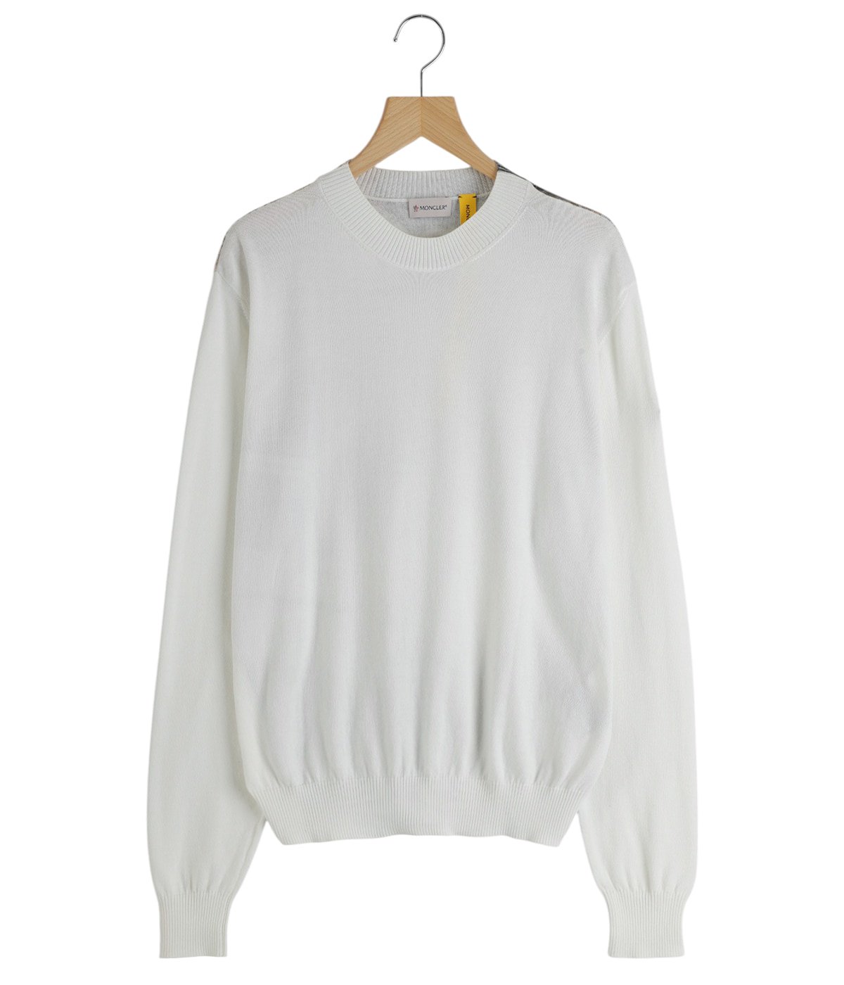 極美品△MONCLER モンクレール 2023年製 GIROCOLLO TRICOT コットン ロゴワッペン 半袖 ニット ベージュ S イタリア製 正規品 レディース 極美品△MONCLER モンクレール 2023年製 GIROCOLLO TRICOT コットン