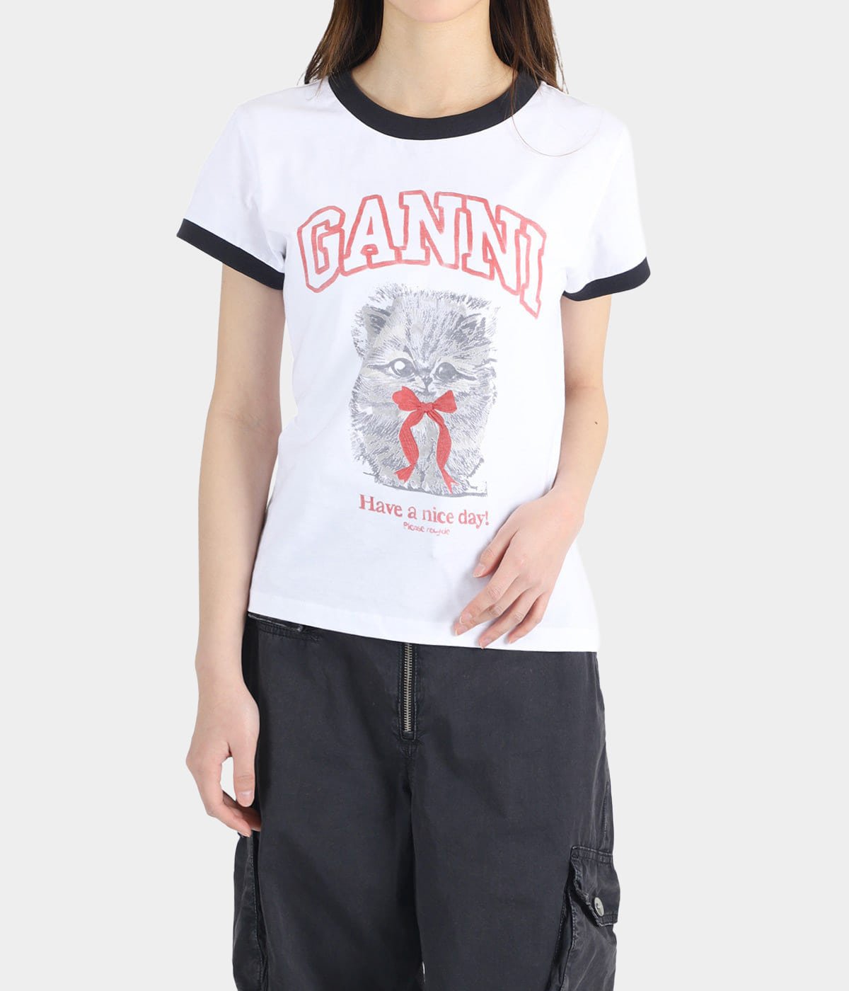 レディース】Basic Cotton Jersey Margot Kitty Print | GANNI(ガニー