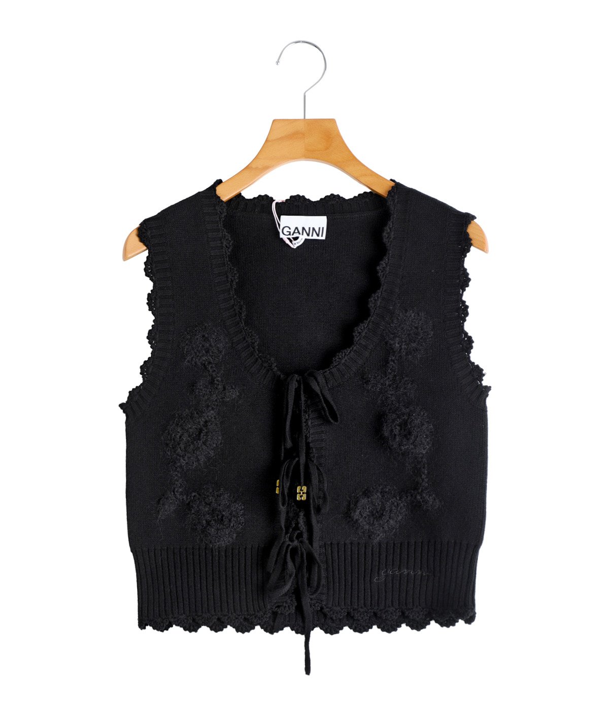 レディース】Cotton Cashmere Crochet Applique Vest | GANNI(ガニー