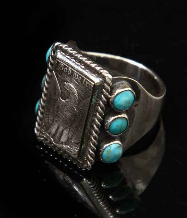 6 TURQUOISE MORGAN COIN RING #21 | LARRY SMITH(ラリースミス