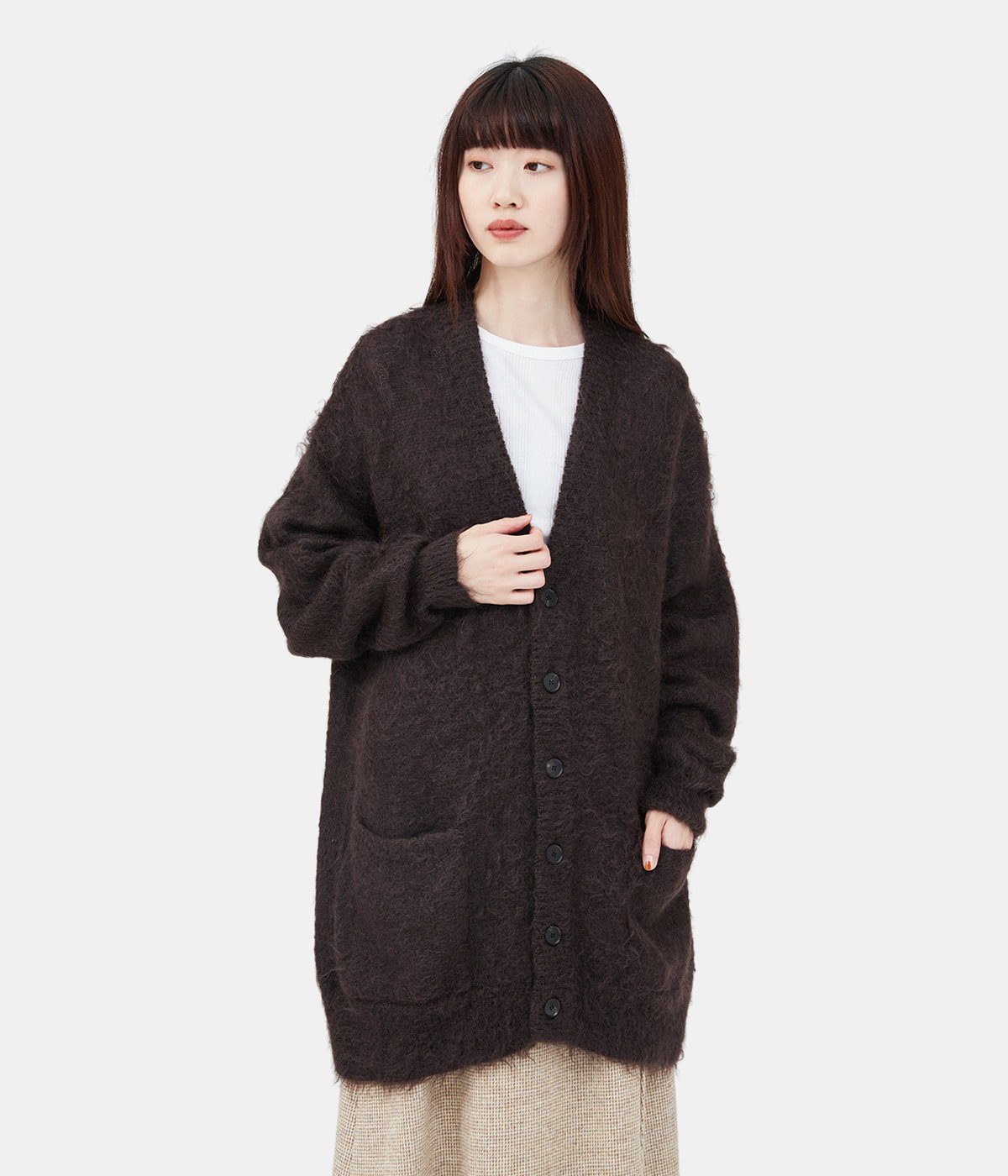 メーカー供給 BRUSHED SUPER KID MOHAIR KNIT CARDIGAN www.m