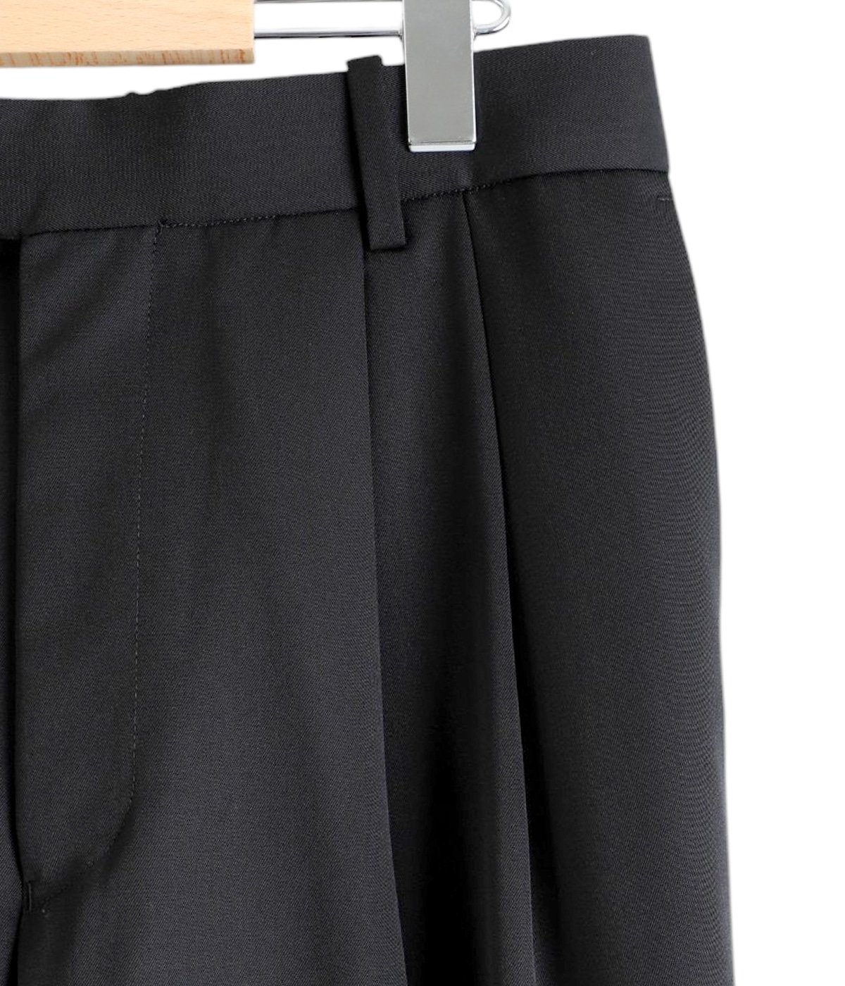 DOUBLE PLEATED WIDE TROUSERS ORGANIC WOOL 2/80 GABARDINE