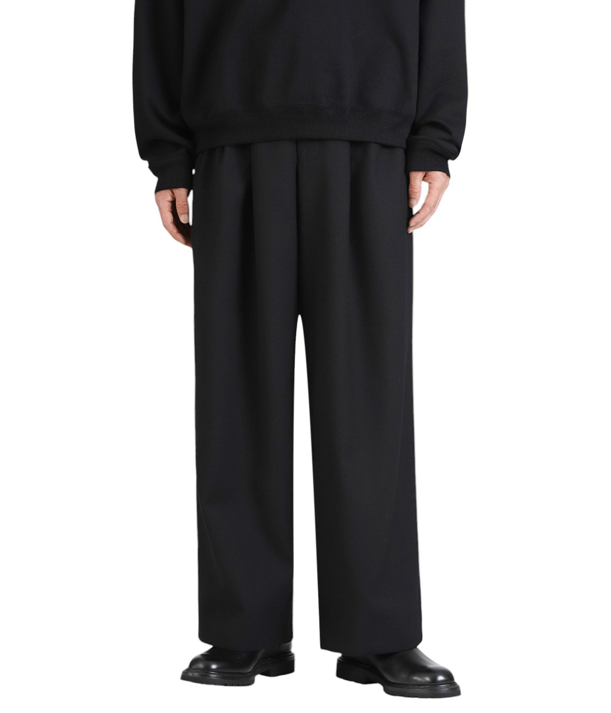 TRIPLE PLEATED WIDE TROUSERS ORGANIC WOOL SURVIVAL CLOTH